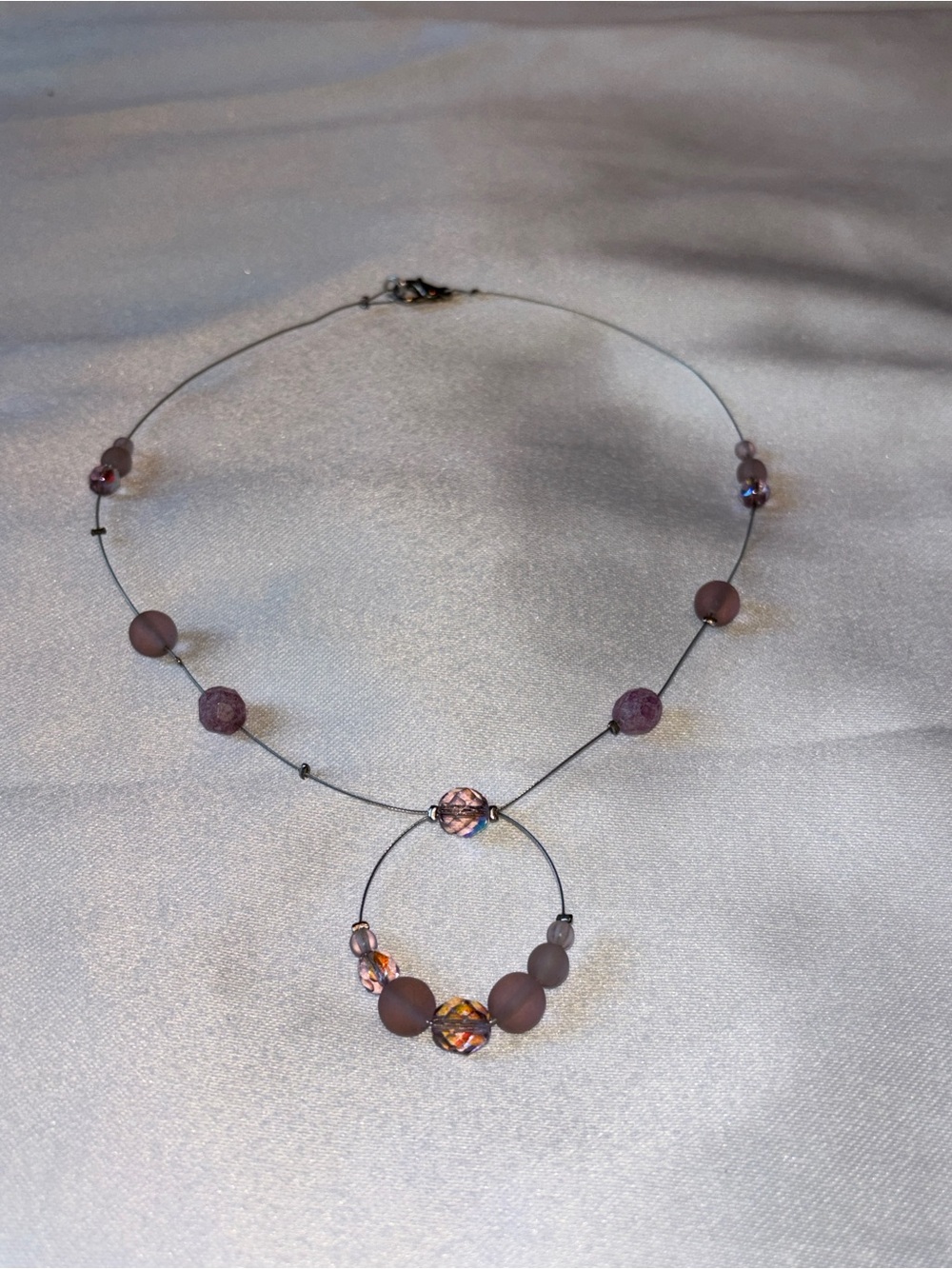 Y2K Purple Beaded Circle Pendant Necklace | Fairycore Boho